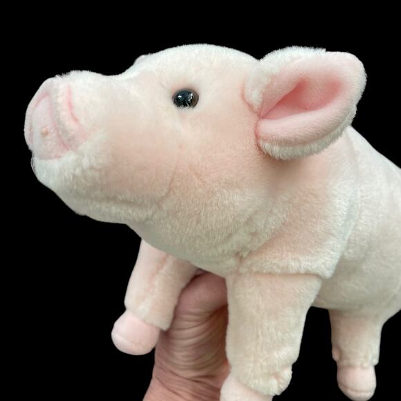 Realistic Pig Plush Pink Piglet Rigid Stuffed Animal No Tush Tag Stiff Toy READ - Picture 8 of 12